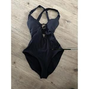 Becca Womens Marble Canyon Ring One Piece Black Swimsuit Size Small